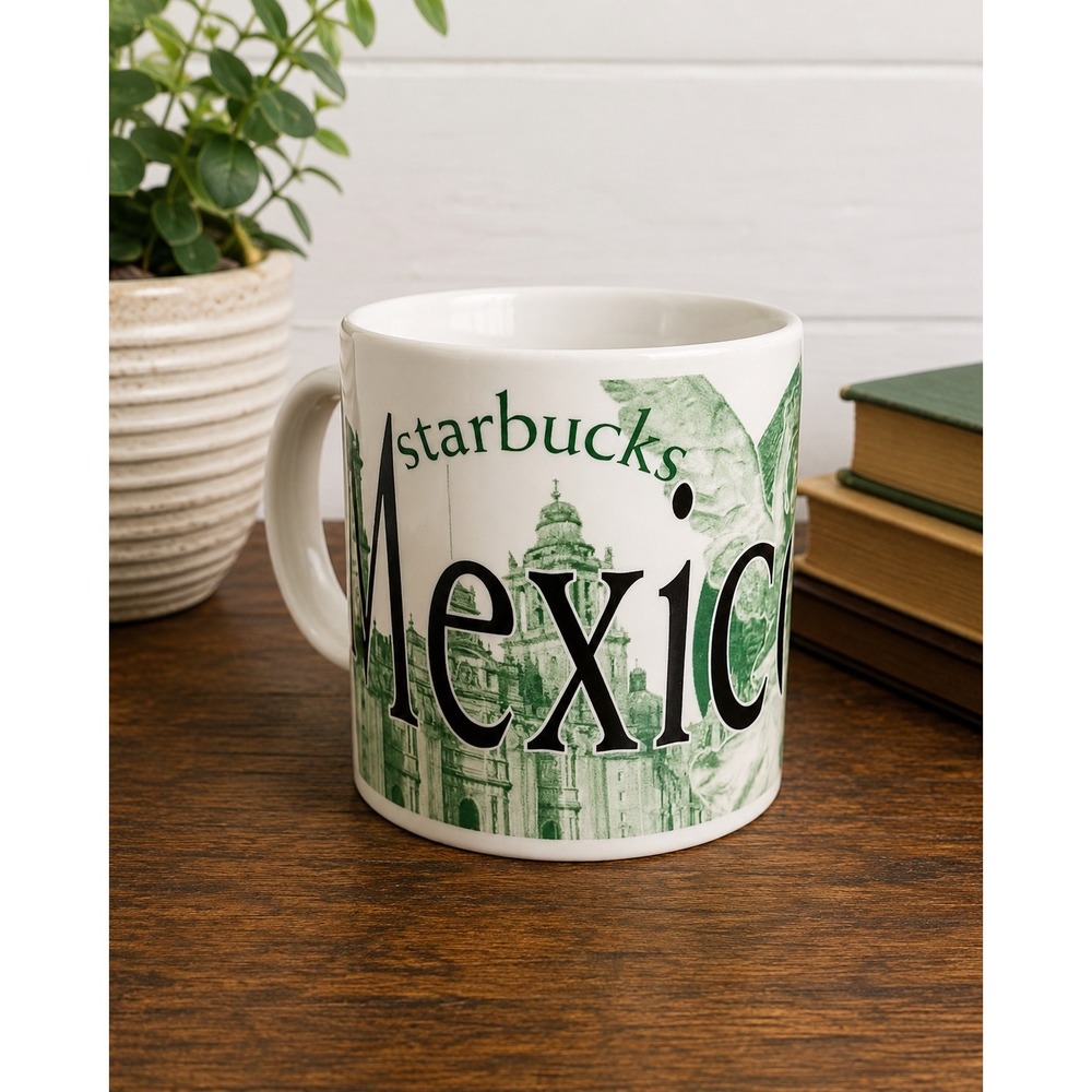 Starbucks Mexico City Mug 2008 Global Icon Series 16oz Green White Coffee Cup